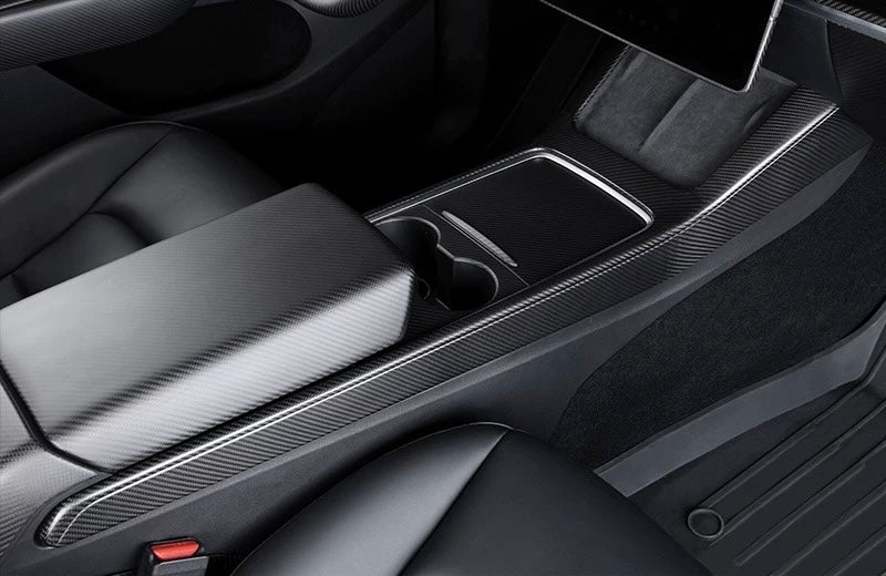Real Dry Carbon Fiber Center Console Trim Panel for Model Y 2021-2025.03 - Image 2