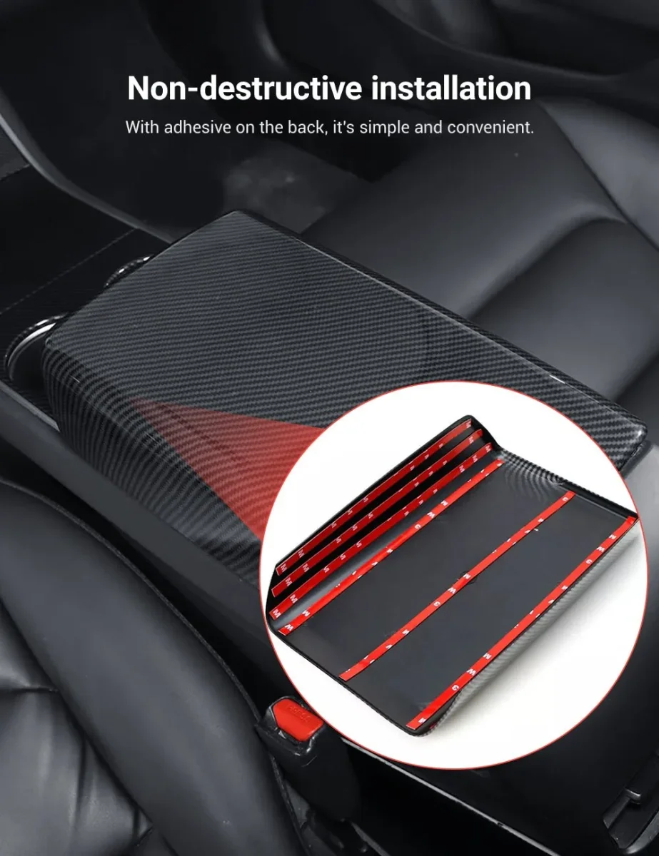 Dry Carbon Fiber Armrest Box Trim Cover for Cybertrunk - Image 7