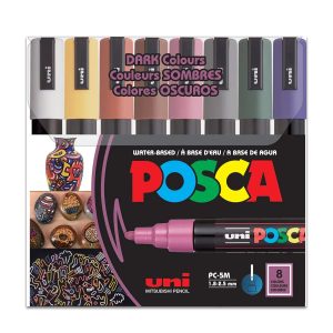 Kit Canetas Posca Pc-5m C/ 8 Cores Sortidas Dark