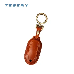 Handmade Leather Keychain for Tesla Model 3/Y