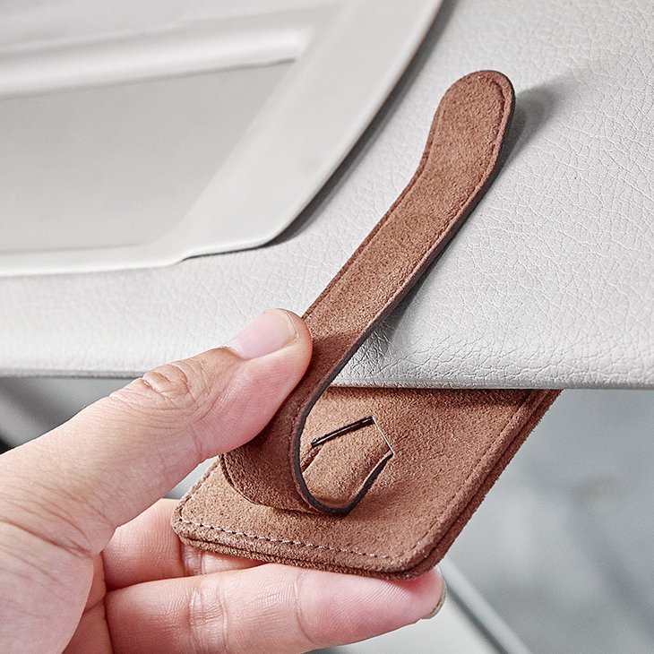 Multi-Functional Leather Glasses Holder Clip for Tesla Model Y/3/S/X - Image 4