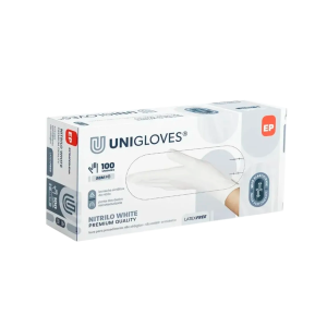 Luva Unigloves Nitrílica White Sem Pó – 100uni