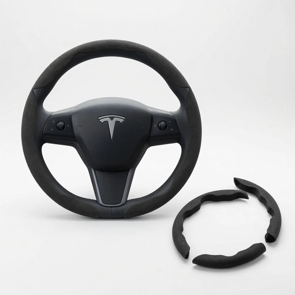 Premium Alcantara Anti-Slip Steering Wheel Cover for Model Y / Model 3 (3-Piece Set)