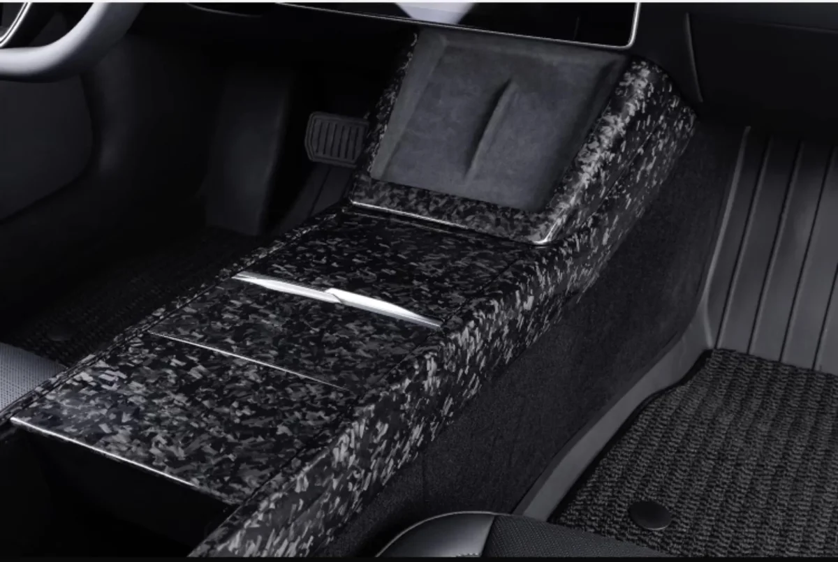 Real Dry Carbon Fiber Center Console Combo Side Panel & Charging Pad Overlay for Model 3 Highland & New Model Y - Image 9