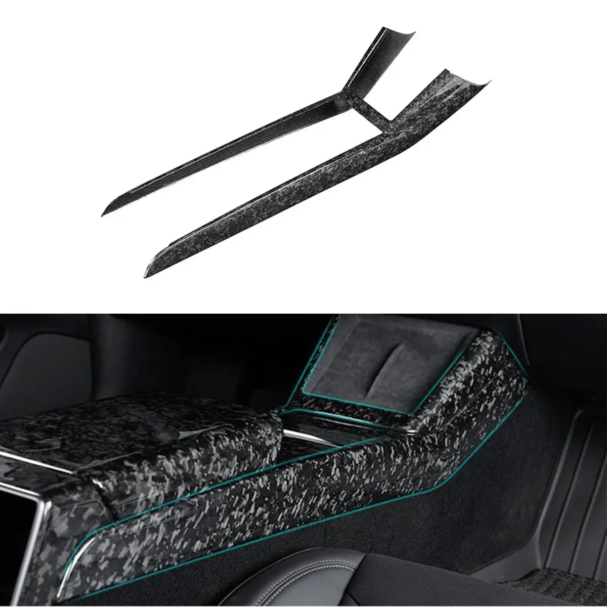 Real Dry Carbon Fiber Center Console Combo Side Panel & Charging Pad Overlay for Model 3 Highland & New Model Y - Image 8