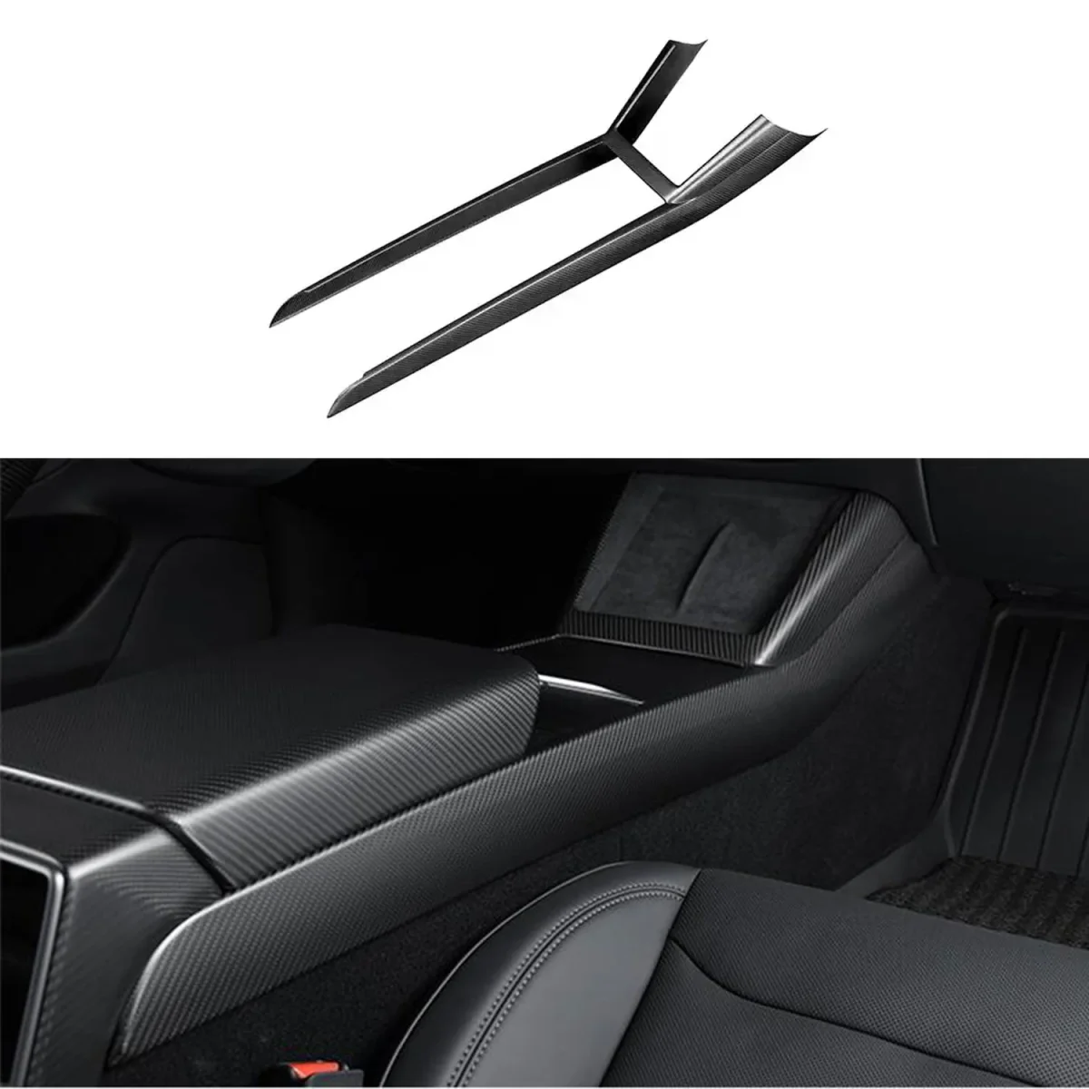 Real Dry Carbon Fiber Center Console Combo Side Panel & Charging Pad Overlay for Model 3 Highland & New Model Y - Image 5