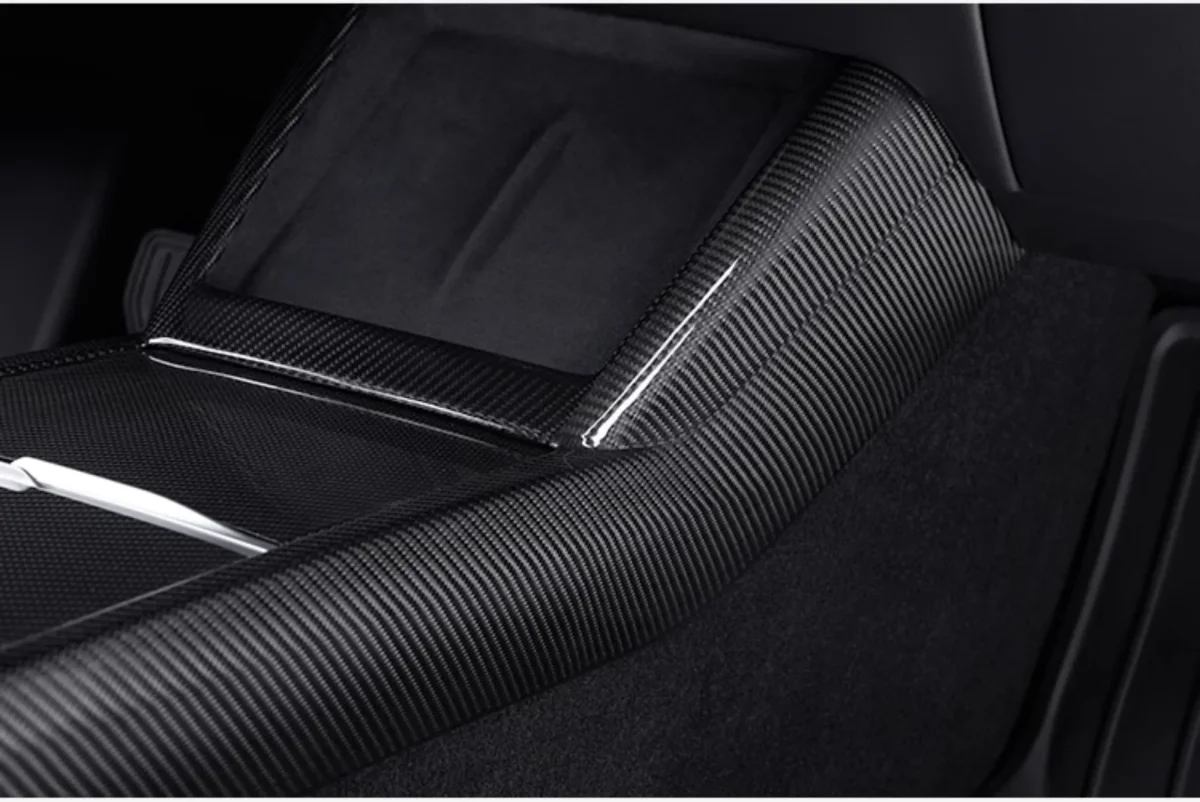 Real Dry Carbon Fiber Center Console Combo Side Panel & Charging Pad Overlay for Model 3 Highland & New Model Y - Image 3