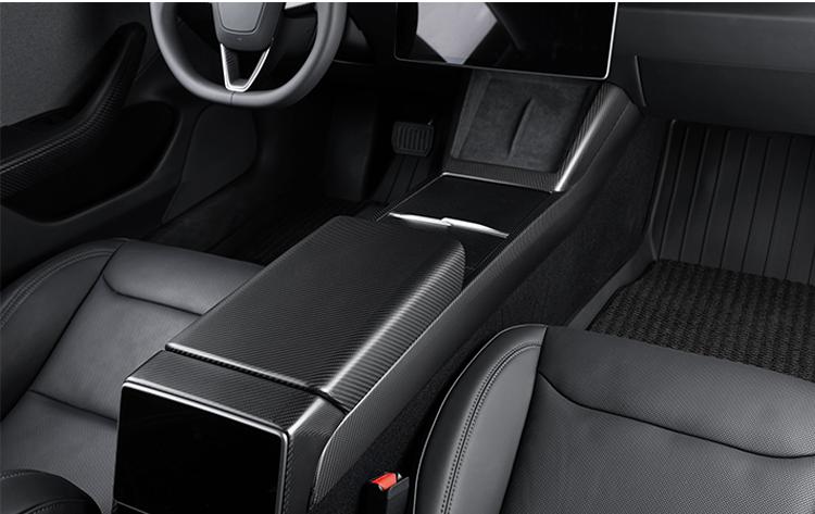 Real Dry Carbon Fiber Center Console Combo Side Panel & Charging Pad Overlay for Model 3 Highland & New Model Y - Image 6