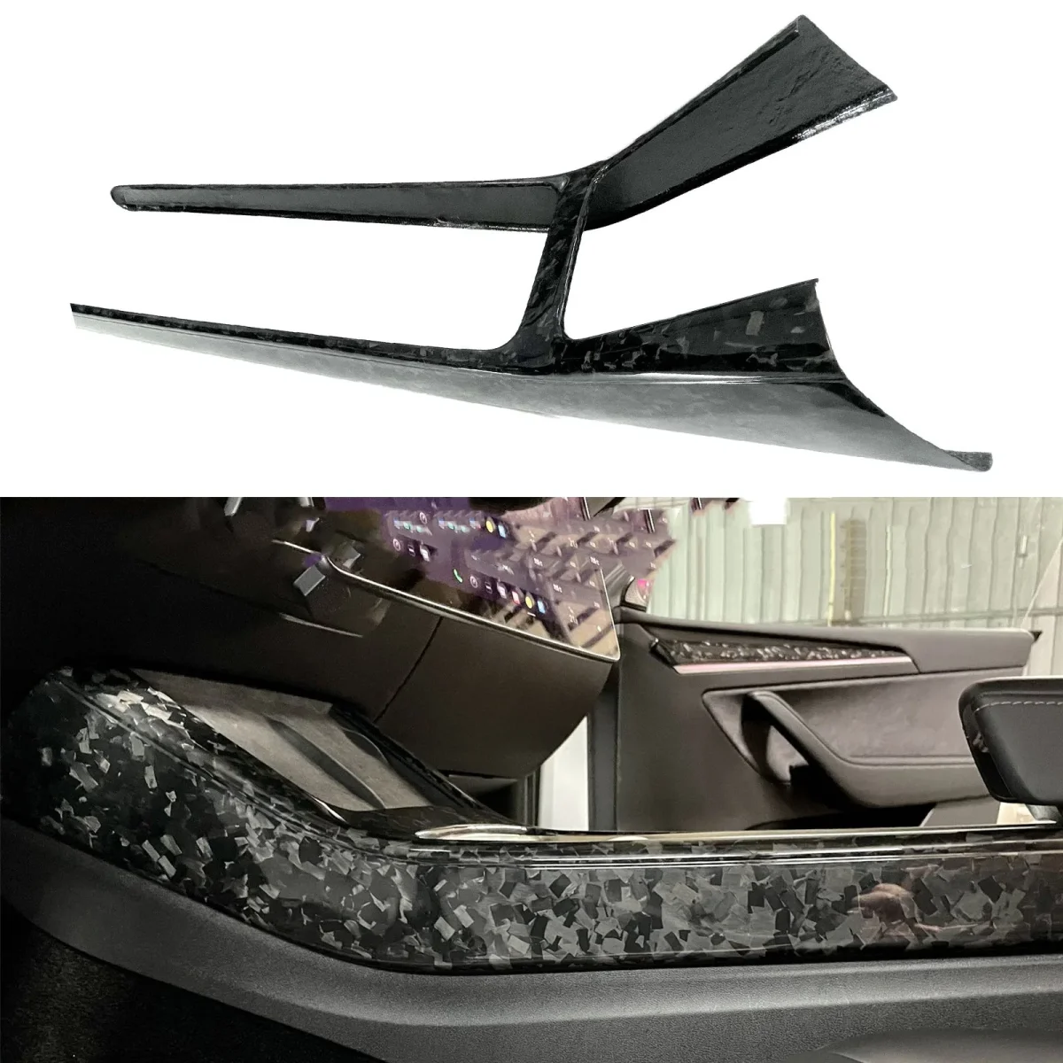 Real Dry Carbon Fiber Center Console Trim Panel for Model Y 2021-2025.03 - Image 9