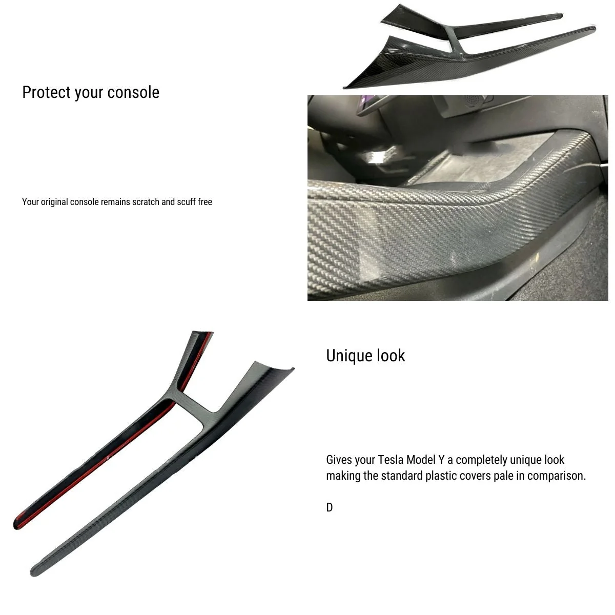 Real Dry Carbon Fiber Center Console Trim Panel for Model Y 2021-2025.03 - Image 7
