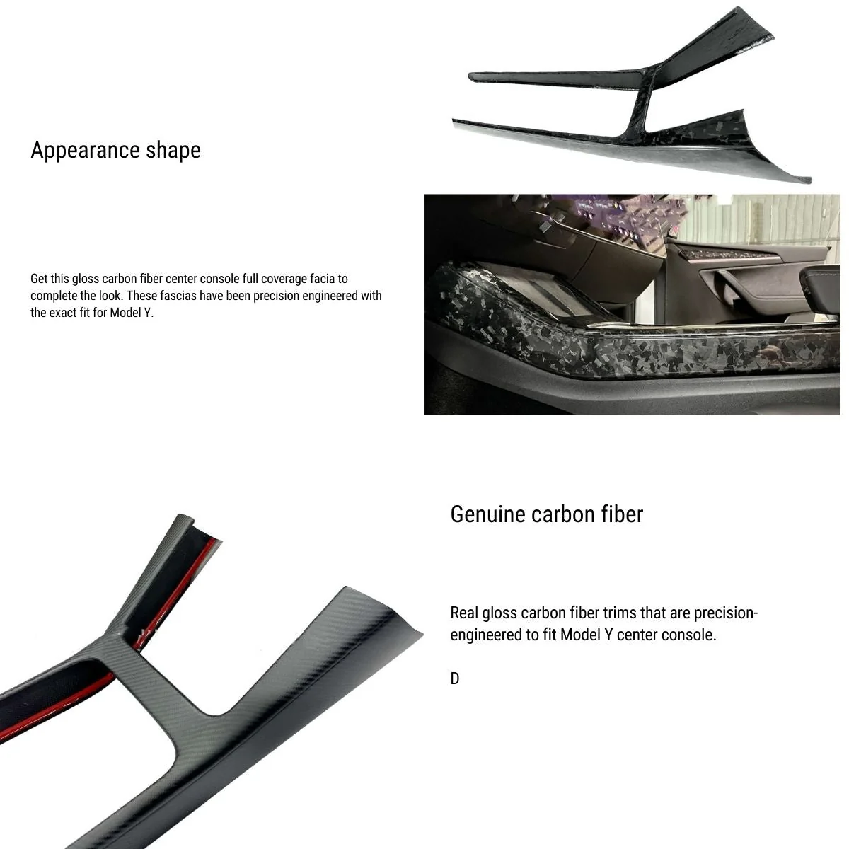 Real Dry Carbon Fiber Center Console Trim Panel for Model Y 2021-2025.03 - Image 6