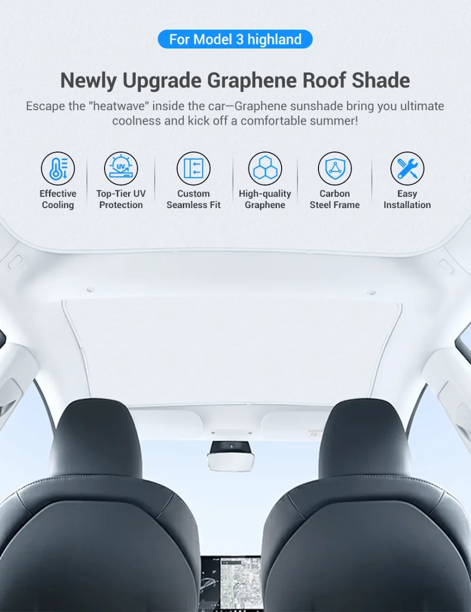 Glass Roof Sunshade for Tesla Model 3 | TESERY - Image 3