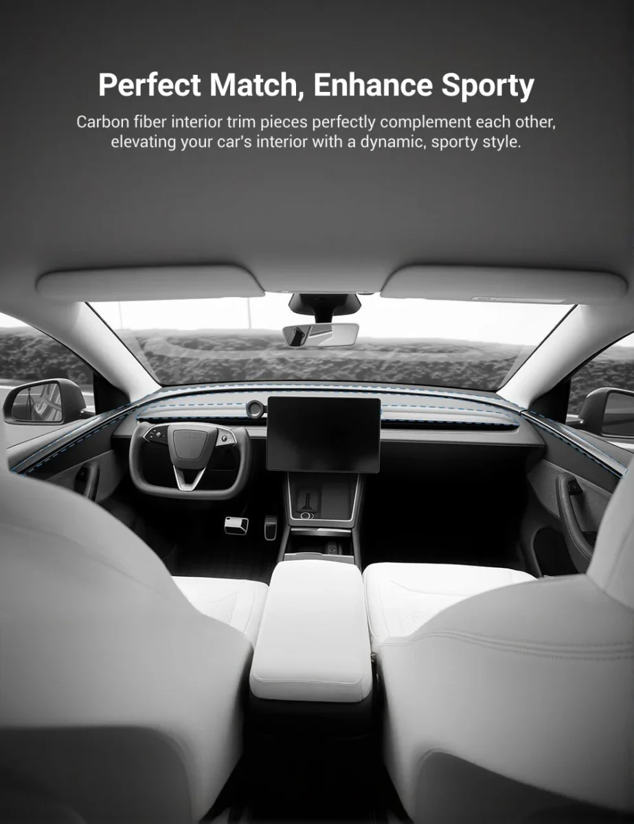 TESERY Dry Carbon Fiber Door Trim Cover for Tesla Model Y Juniper - Image 5