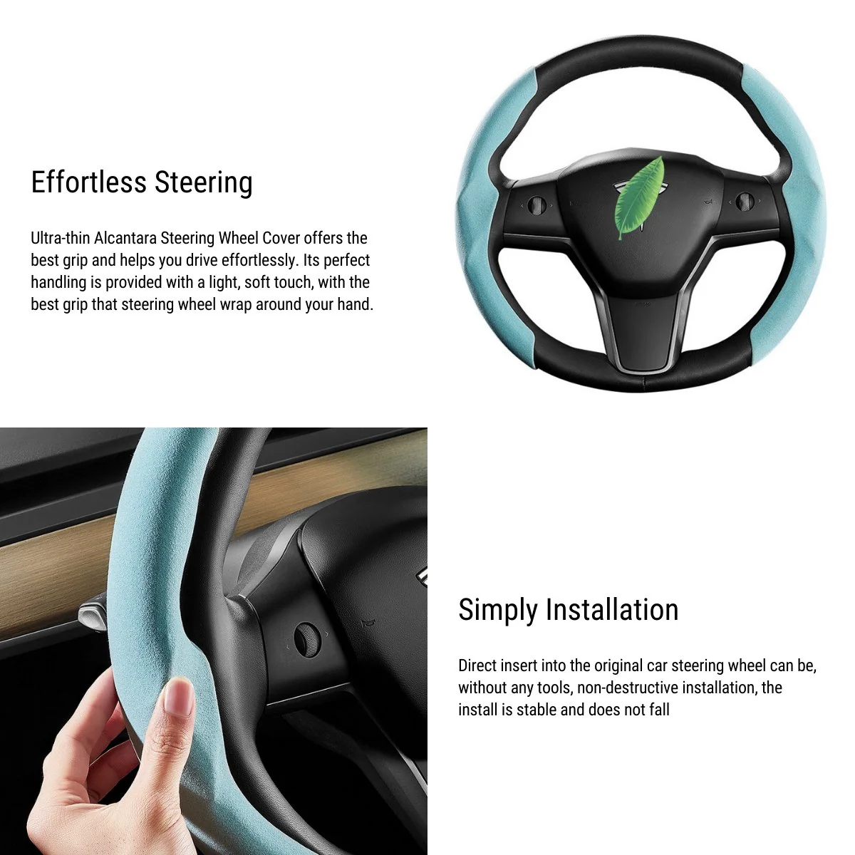 Ultra-thin Alcantara Steering Wheel Cover for Model 3 / Y | TESERY - Image 5